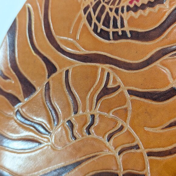 Leather Tiger coin bank, wild animal jungle nursery decor - Picture 8 of 9